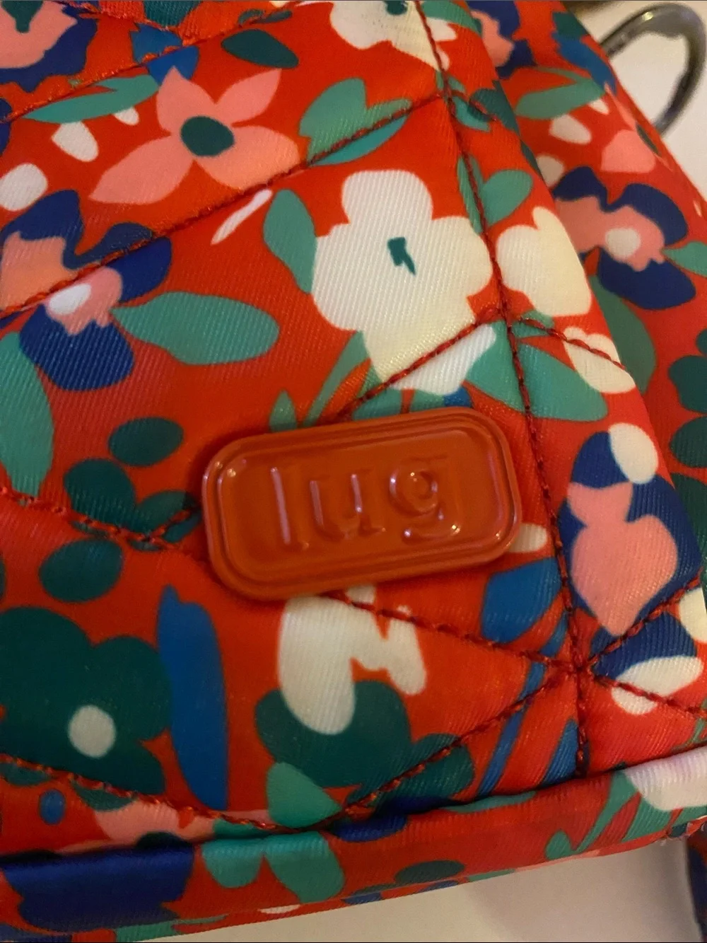 Lug Scoop quilted Multi color with Floral design crossbody w/ Adjustable strap